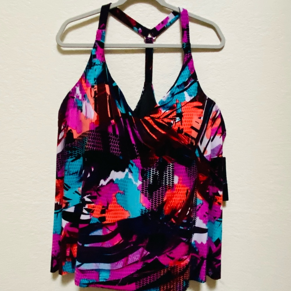 Aqua Green Swimwear Top Plus Size 26 W Multi Color